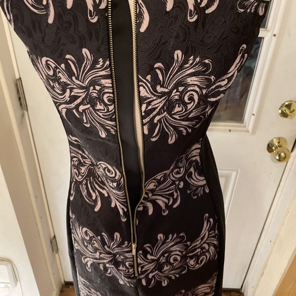 H&M Sleeveless Black Pencil Size 10 Body Con Dress y2k Pattern - Picture 15 of 15